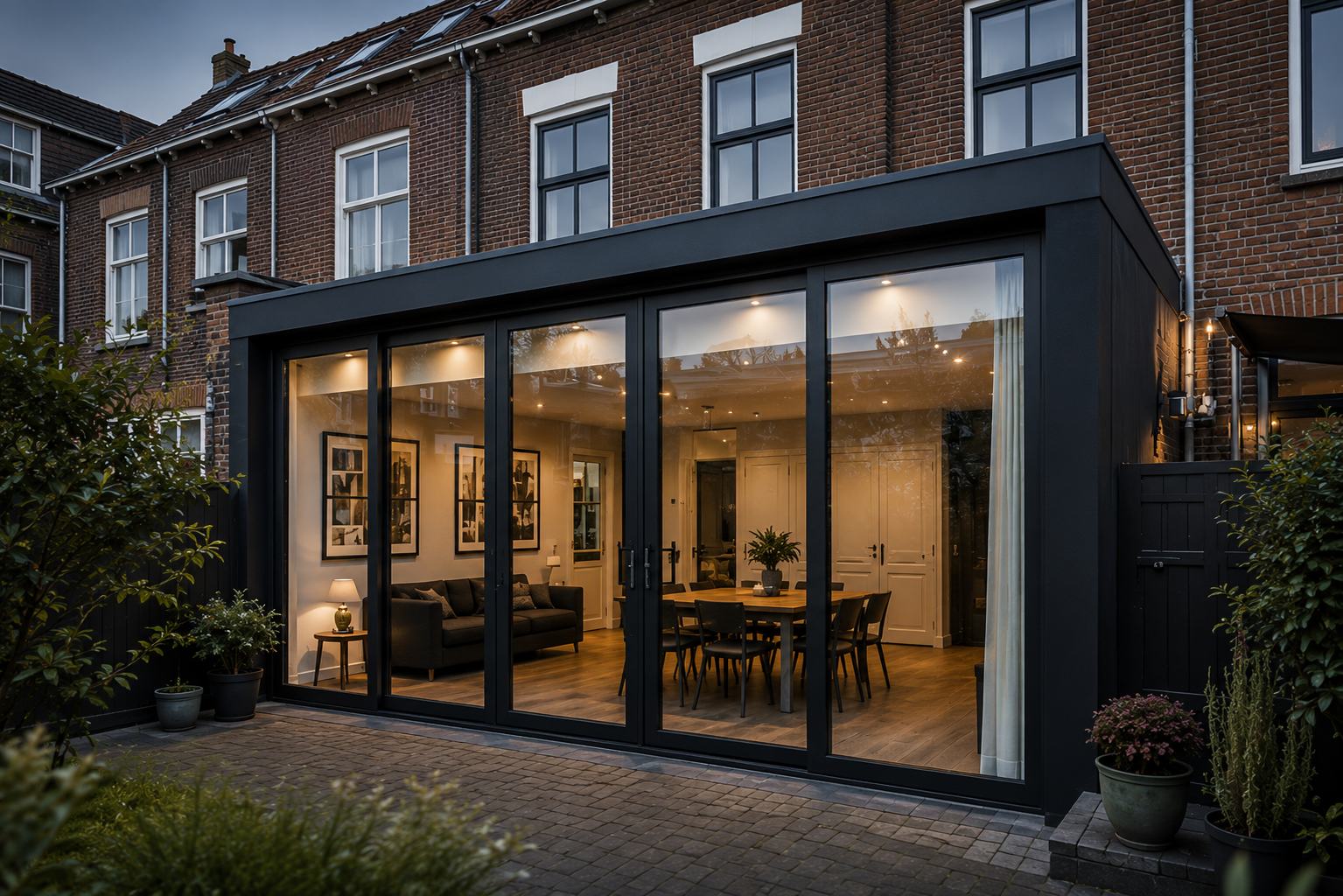 Aanbouw met schuifpui in VEKA-profiel